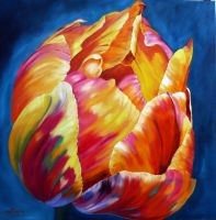 Painting titled "Yellow Tulip" by Lily Van Bienen, Original Artwork