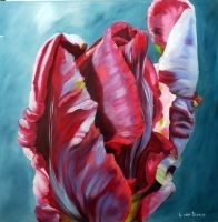 Painting titled "Blue Tulip" by Lily Van Bienen, Original Artwork