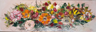 Schilderij getiteld "NID DE FLEURS" door Annick Pallard, Origineel Kunstwerk, Acryl