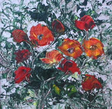 Painting titled "LES COQUELICOTS" by Annick Pallard, Original Artwork, Acrylic