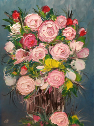 Malarstwo zatytułowany „GESTES DE ROSES” autorstwa Annick Pallard, Oryginalna praca, Akryl