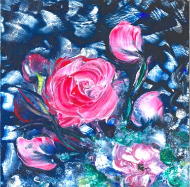 Painting titled "LA ROSE" by Annick Pallard, Original Artwork, Acrylic
