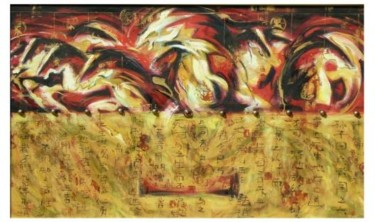 Painting titled "ancient horses 7" by Ah Cheng Lim, Original Artwork