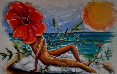 Painting titled "Homem Flor" by Claudia Ferraris, Original Artwork, Acrylic