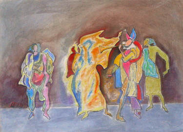 Рисунок под названием "Трубный глас." - Лиля Муратова, Подлинное произведение искусства, Пастель