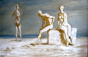 Peinture intitulée "На берегу  (On the…" par Lilia Muratova, Œuvre d'art originale, Autre
