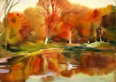 Картина под названием "Краски осеннего веч…" - Лиля Муратова, Подлинное произведение искусства, Акварель