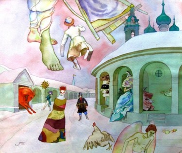 Рисунок под названием "Кострома" - Лиля Муратова, Подлинное произведение искусства, Акварель