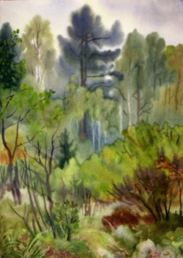 Картина под названием "В лесу (In the fore…" - Лиля Муратова, Подлинное произведение искусства, Масло