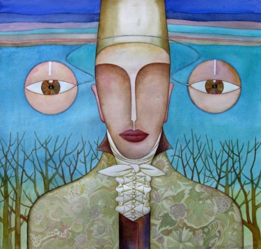 Dessin intitulée "Взгляд Эжена  (The…" par Lilia Muratova, Œuvre d'art originale, Aquarelle