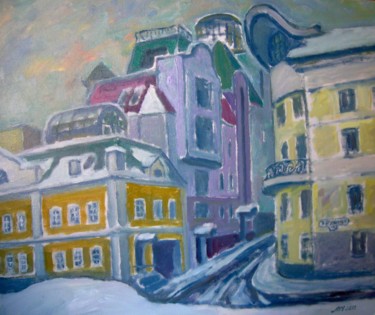 「Пушкарёв переулок」というタイトルの絵画 Лиля Муратоваによって, オリジナルのアートワーク, オイル
