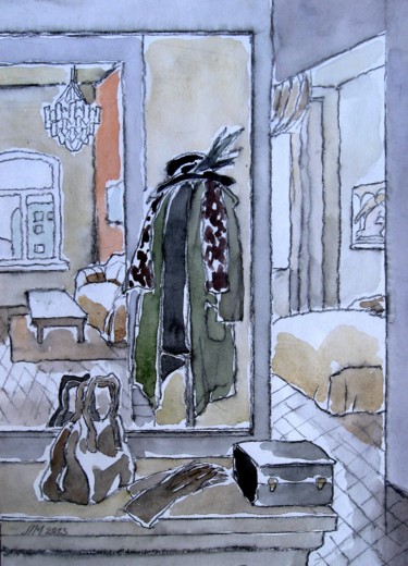 Drawing titled "Интерьер" by Lilia Muratova, Original Artwork, Watercolor