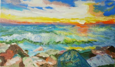 Peinture intitulée "Утро на море" par Galina Kuzmina (Linakremja), Œuvre d'art originale, Huile
