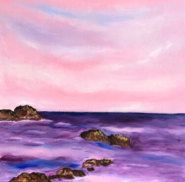 Painting titled "Pink Dawn" by Lina Balestie, Original Artwork, Oil