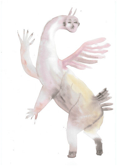 Pittura intitolato "Limitless The Dragon" da Lina Korducenko, Opera d'arte originale, Acquarello