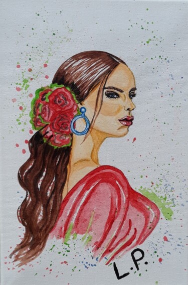 Картина под названием "Flamenco" - Lina Pandurska (L.P.), Подлинное произведение искусства, Акрил