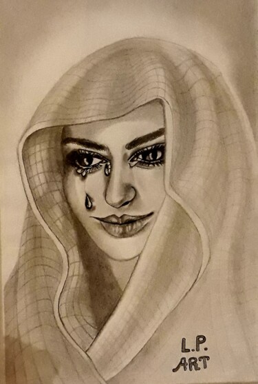 Dessin intitulée ""Tears"" par Lina Pandurska (L.P.), Œuvre d'art originale, Crayon