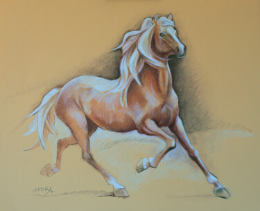 Drawing titled "Horse 3" by Lina Sedra, Original Artwork, Chalk