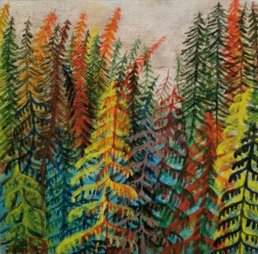 Painting titled "" Leaves Are Fallin…" by Lina Doenmez, Original Artwork, Acrylic