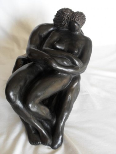 Sculpture intitulée "COUPLE_NOIR.JPG" par Vesselina, Œuvre d'art originale, Terre cuite