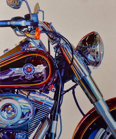 Painting titled "Harley Davidson - o…" by Linaldo Cardoso, Original Artwork
