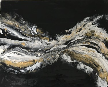 Peinture intitulée "Golden wave" par Lina Lyss, Œuvre d'art originale, Acrylique