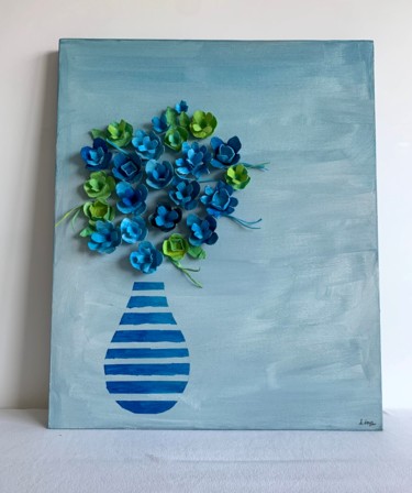拼贴 标题为“Emerging Flowers” 由Lina Alves, 原创艺术品, 丙烯 安装在木板上