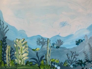 Collages getiteld "Sea garden" door Lina Alves, Origineel Kunstwerk, Acryl Gemonteerd op Houten paneel