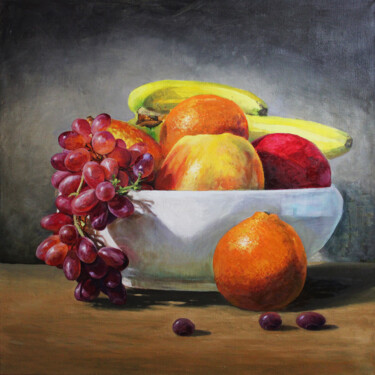 Painting titled "FRUIT COCKTAIL" by Linar Ganeew, Original Artwork, Oil Mounted on Wood Stretcher frame