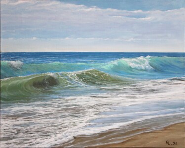 Painting titled "Surf." by Linar Ganeew, Original Artwork, Oil