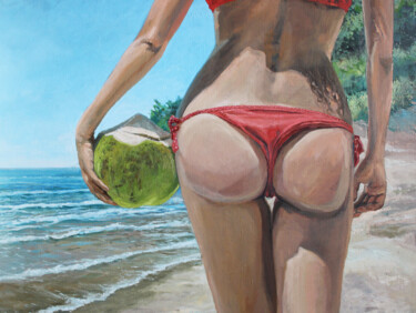 Painting titled "COCONUTS" by Linar Ganeew, Original Artwork, Oil