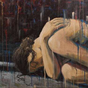 Painting titled "SLEEPING GIRL. №1" by Linar Ganeew, Original Artwork, Oil