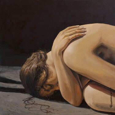 Peinture intitulée "SLEEPING GIRL. №2" par Linar Ganeew, Œuvre d'art originale, Huile