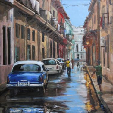 Painting titled "STREET. HAVANA." by Linar Ganeew, Original Artwork, Oil