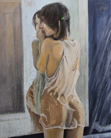 Malerei mit dem Titel "MODESTY" von Linar Ganeew, Original-Kunstwerk, Öl