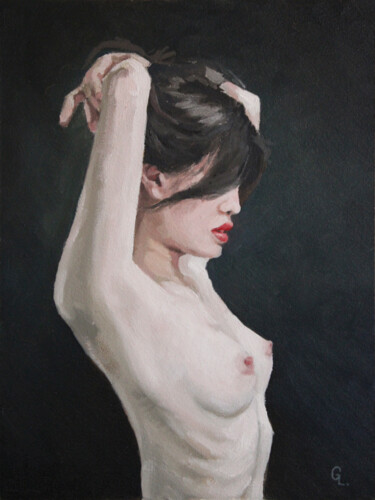 Painting titled "GIRL" by Linar Ganeew, Original Artwork, Oil