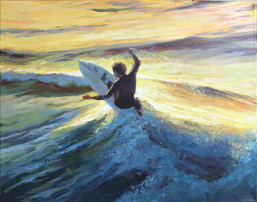 Painting titled "SURFER №1. SERIES "…" by Linar Ganeew, Original Artwork, Acrylic Mounted on Wood Stretcher frame