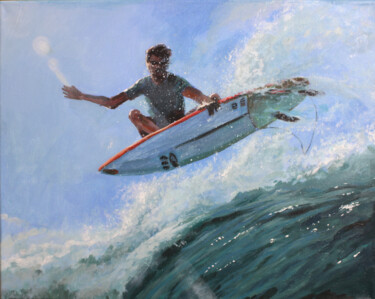 Schilderij getiteld "SURFER №2. SERIES "…" door Linar Ganeew, Origineel Kunstwerk, Acryl Gemonteerd op Frame voor houten bra…