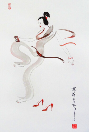 Peinture intitulée "Embodiment of Avalo…" par Lin Chen Zhong Xun (Linchen Chung Hsun), Œuvre d'art originale, Aquarelle