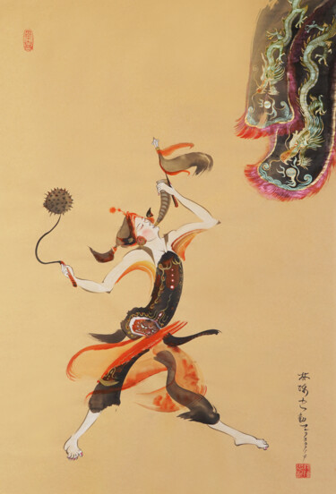 Peinture intitulée "The female spokespe…" par Lin Chen Zhong Xun (Linchen Chung Hsun), Œuvre d'art originale, Aquarelle