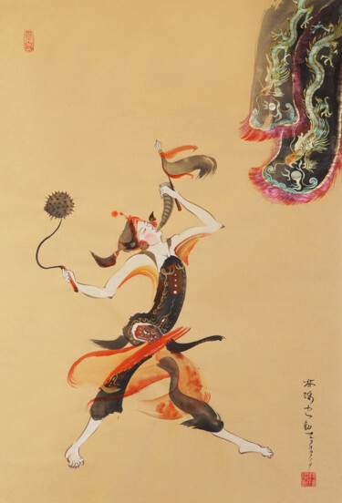 Painting titled "The female spokespe…" by Lin Chen Zhong Xun (Linchen Chung Hsun), Original Artwork, Watercolor