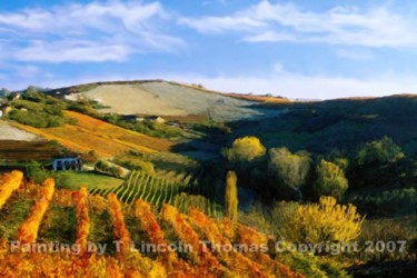 Painting titled "Italian Vineyard" by Lincoln Thomas, Original Artwork
