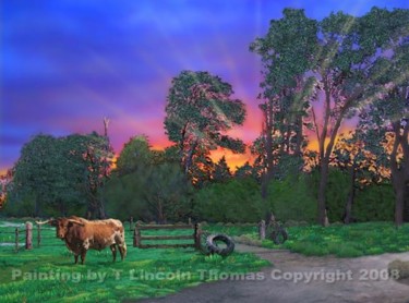 Painting titled "Texas Sunset Of Glo…" by Lincoln Thomas, Original Artwork, Oil