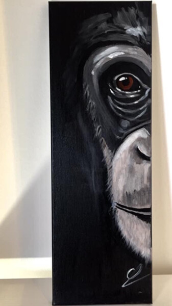 Painting titled "Chimpanzé" by Lind-Art, Original Artwork, Acrylic