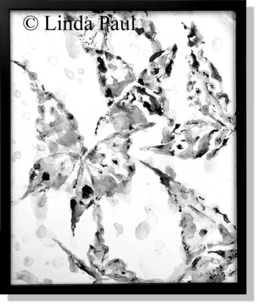 Painting titled "Black and White Abs…" by Linda Paul, Original Artwork, Ink Mounted on Wood Panel