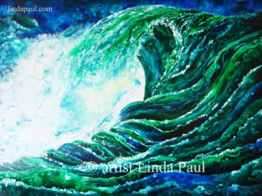 Schilderij getiteld "Ocean Waves large O…" door Linda Paul, Origineel Kunstwerk, Acryl