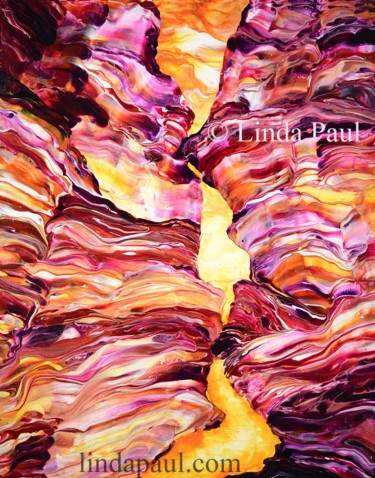 Schilderij getiteld "Abstract art canyon…" door Linda Paul, Origineel Kunstwerk, Acryl