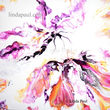 Peinture intitulée "Abstract flower and…" par Linda Paul, Œuvre d'art originale, Acrylique