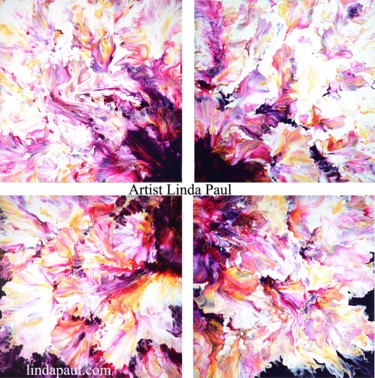 Картина под названием "Magenta Flower 1,2,…" - Linda Paul, Подлинное произведение искусства, Акрил