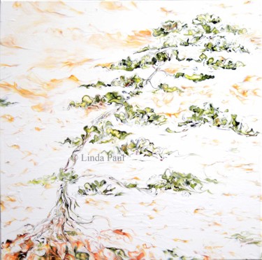 Painting titled "Windswept Bonsai Tr…" by Linda Paul, Original Artwork, Acrylic